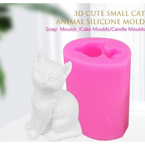 3D Cute Small Cat Animal Silicone Candle Soap Mold Chocolate Clay Crafts Molds Cake Mold Decorating Art Tools Candle Making