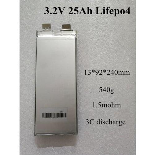 4PCS 25AH 3.2V Rechargeable LiFePO4 Battery Pack 25000mah Lithium Ion Polymer Cell for 12V 24V 36V 48V E-bike UPS Solar Light