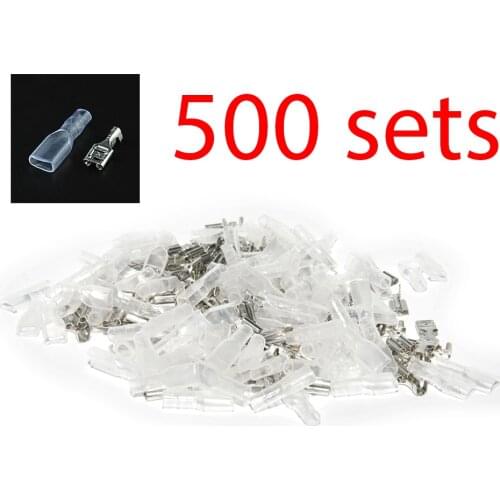 500pcs Female 4.8mm Spade Connector Insulated Crimp Terminals Electrical Wire