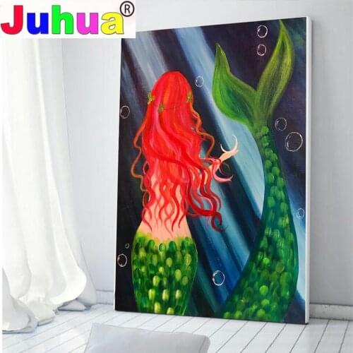 5D Diy Diamond Painting Full Square Abstract mermaid Diamond Embroidery Picture Of Rhinestones DIY Mosaic handmade Cartoon Decor