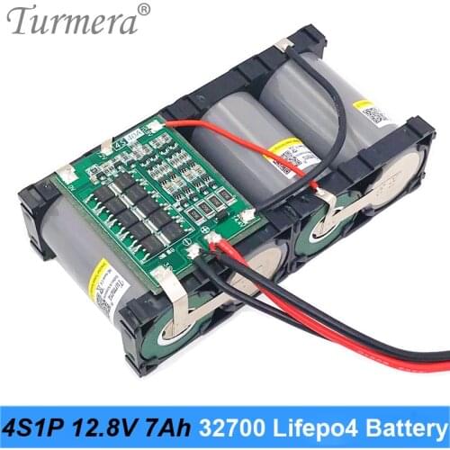 Turmera New 12.8V 7Ah 4S1P 32700 Lifepo4 Battery with 4S 40A BMS Balance for Electric Boat and Uninterrupted Power Supply 12V A