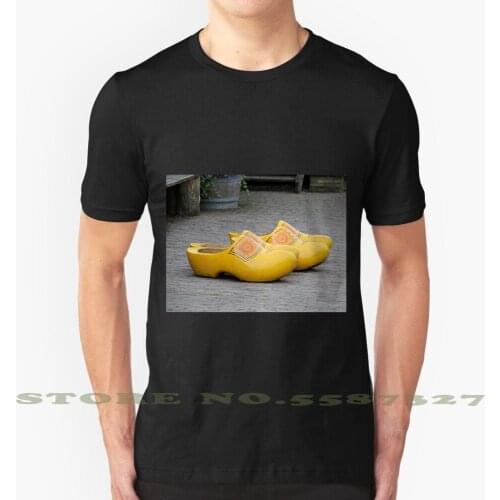 Big Clogs , Dutch Windmill Village , Holland Cool Design Trendy T-Shirt Tee Big Black Clog Clogs Dutch Europe Franwest Historic