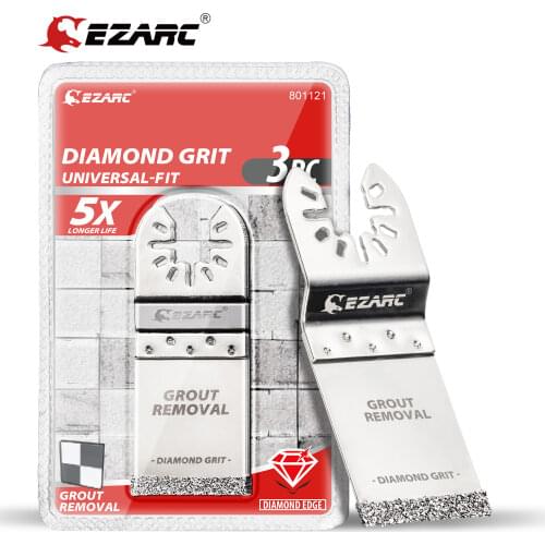 EZARC 3Pcs Diamond Oscillating Blade, Flush Cutting Oscillating Multi Tool Saw Blades for Grout Removal, Mortar, Soft Tile Cut