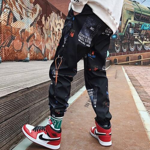 Hip Hop Pants Men Loose Joggers Pants with Print Streetwear Harem Pants Clothes Ankle Length Trousers Harajuku Sport Casual