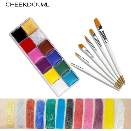 CHEEKDOURL 12 Colors Face Painting Body Makeup Non Toxic Safe Water pigment drama clown halloween party tools