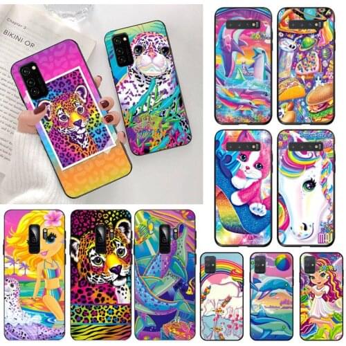 Rainbow Lisa Frank tiger horse dog Cat Soft black Phone Case for Samsung S20 plus Ultra S6 S7 edge S8 S9 plus S10 5G lite 2020