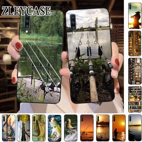 FISHING 3 RODS BY LAKE fish Phone Case For Samsung Galaxy A50 A10 A20 A20E A20S A30S A40 A71 A70 A30 A6 A7 A8 Coque Cover