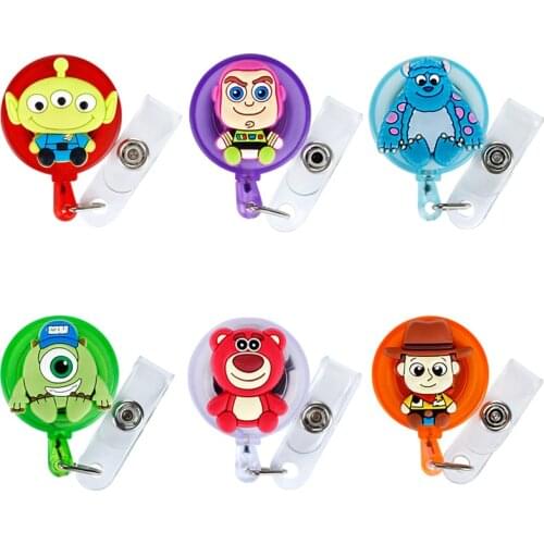 Disney Retractable Badge Holder Cartoon ID Name Card Lanyard Key Chain Nurse Chest Card Holder Creative Mobile Phone Lanyard