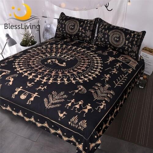 Egyptian Black And Gold Bedding Sets Ancient Art Gold Comforter Cover Yellow Cover Duvet Decorative 3 Set Piece