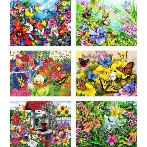 Evershine 5D Diamond Painting Butterfly DIY Embroidery Flowers Picture Of Rhinestones Mosaic Kit Wall Decoration