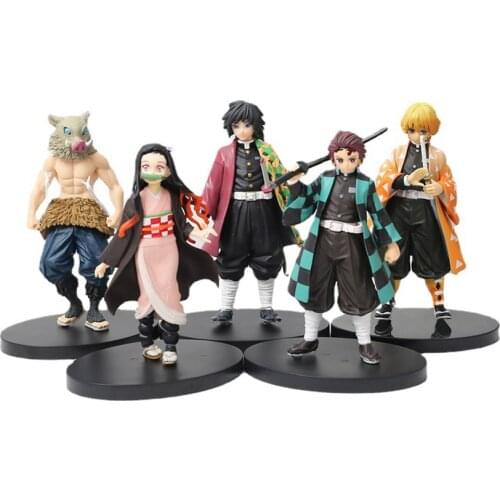 Anime Demon Slayer Figure Kamado Tanjirou Nezuko Action Figures PVC Model Toys Zenitsu Figurine Inosuke Kimetsu No Yaiba Figura
