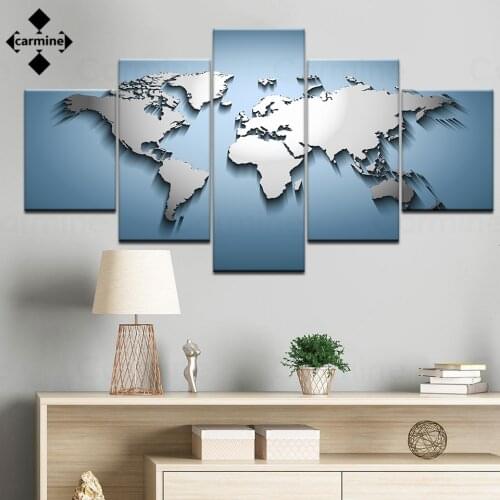 Canvas Printing Paintings Word Map Wall Art Posters and Prints Modern Blue Print Pictures Frameless Home Posters for Decoration