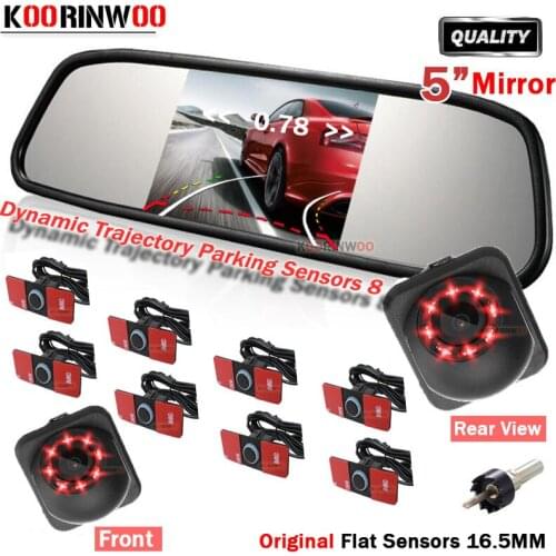 Koorinwoo Universal 16.5mm Flat Car Parking sensors Reversing radar for car sounds System With Monitor Mirror Front camera Rear