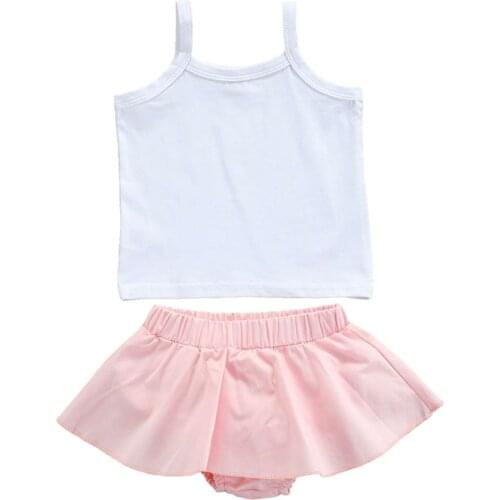 Tops Shorts Suit, Off Shoulder Sleeveless Shirt Elastic Waist Summer Loose Pants for Baby Girl 0-18M 2Pcs Outfit