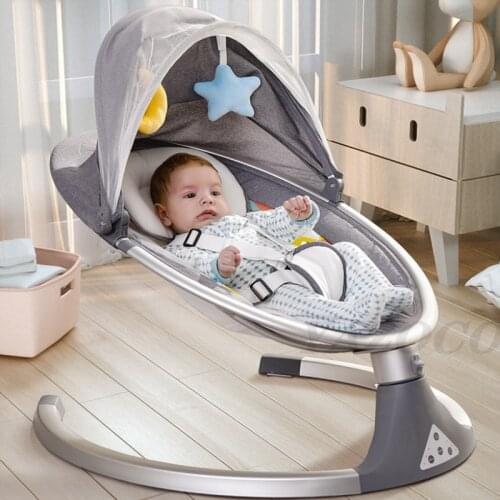 Baby Shining Smart Electric Baby Cradle Crib Rocking Chair Baby Bouncer Newborn Calm Chair Bluetooth with Belt Remote Control