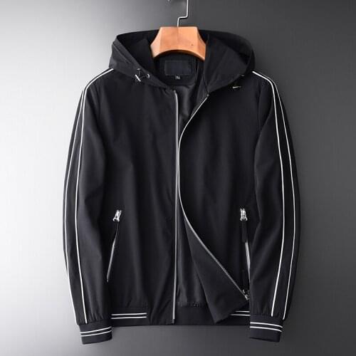Autumn Luxury White Side Edge Hooded Mens And Coats Plus Size 4xl Contrast Color Rib Male Jackets