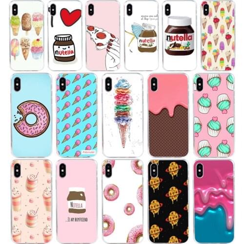 212H Food Donuts Chocolate Ice Cream Cartoon Funny Soft Silicone Tpu Cover phone Case for iphone 5 5s se X XR XS Max case