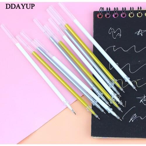10Pcs 0.8mm White Gold Silver Gel Pen Refill Photo Album Pen Refills Stationery Office Learning Scrapbooking Pen Sketch Drawing