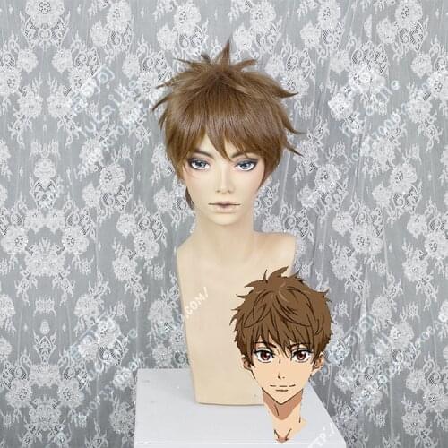 Anime Free!-Dive to the Future Kirishima Natsuya Wig Cosplay Short Golden Heat Resistant Synthetic Hair Wig + Wig Cap