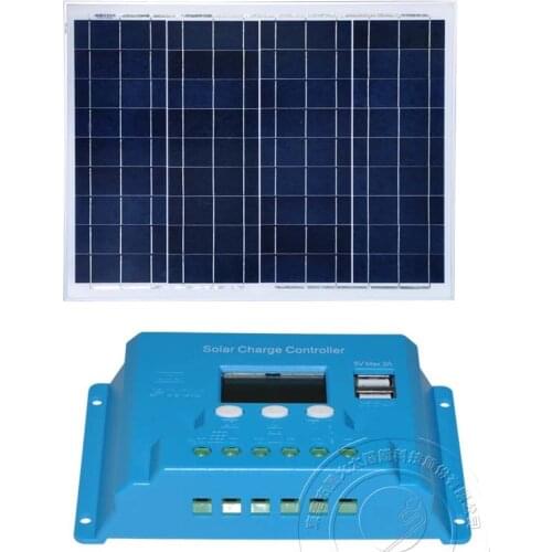Portable Solar System Panel Solar 12v 50w Solar Charge Controller 12v/24v 10A PWM LCD Solar Phone Charger Solar Light LED Lamp