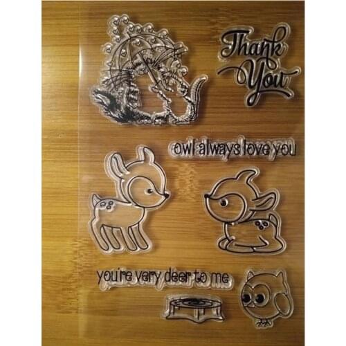 Cute Deer Owl Transparent Clear Silicone Stamp/Seal for DIY Scrapbooking/photo Album Decorative Clear Stamp Sheets