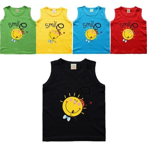 Size 80-160 Cartoon T Shirt Boys Girls 2021 Summer Childrens Clothing Toddler Smiling Cotton Tops Tee Baby Kids Letters T-shirt