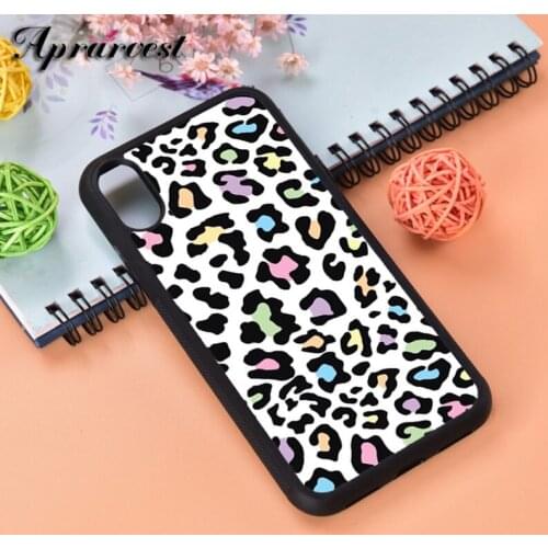 Aprarvest Neon Leopard Print Silicone Rubber Phone Case Cover For iPhone 6 6S 7 8 PLUS X XS XR 11 12 MINI PRO MAX