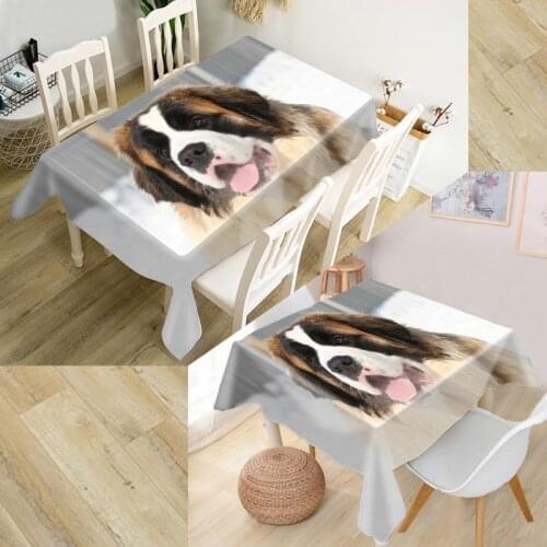ShunQian Saint Bernard Dog Tablecloth 3D Oxford Fabric Square/Rectangular Dust-proof Table Cover For Party Home Decor TV Covers