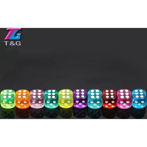 Transaprent D6 Dice 14mm 10pcs/set Acrylic ,6 Sided Gambling Casino Small Dice for Sale