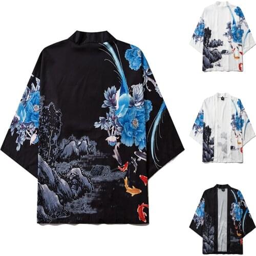 Japanese Kimono Cardigan Men Summer Haori Yukata Shirts Kimono Karate Streetwear Shirt Kimono Japones