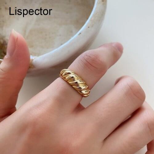Lispector 925 Sterling Silver French Twist Arc Index Finger Rings for Women Elegant Wild Minimalist Wide Rings Commute Jewelry