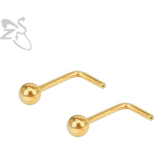 ZS 316L Surgical Steel Nose Stud Barbell Small Gold Color Nose Stud for Women Star Heart Stone Nose Piercing Jewelry nariz anilo