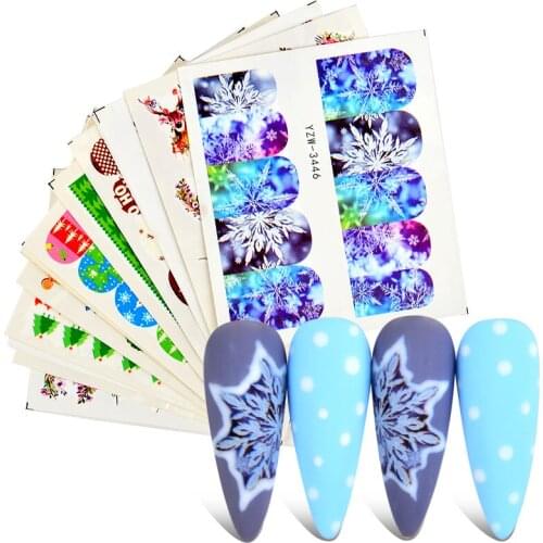 1pc Beautiful Fashion Snowflakes Water Transfer NEW Year Nail Art Tattoo Sticker Watermark Temporary Decal Nail Art Decoration