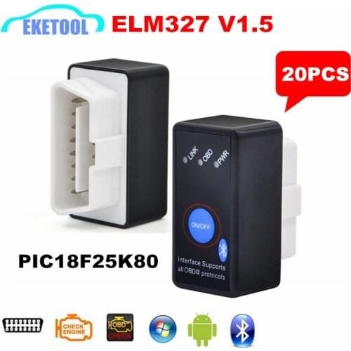 20PCS/LOT Hardware V1.5 ELM327 Power Switch Works Gasoline Multi-Cars OBD/OBD2 CAN-BUS ELM 327 Android/PC REAL PIC18F25K80