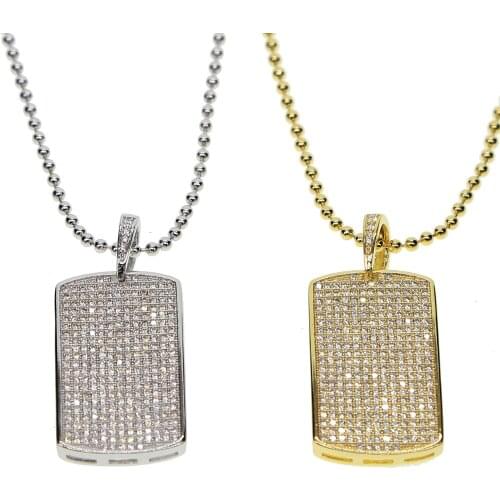 2019 iced out bling men women pendant necklace micro pave cz dog tag collar necklaces hiphop jewelry