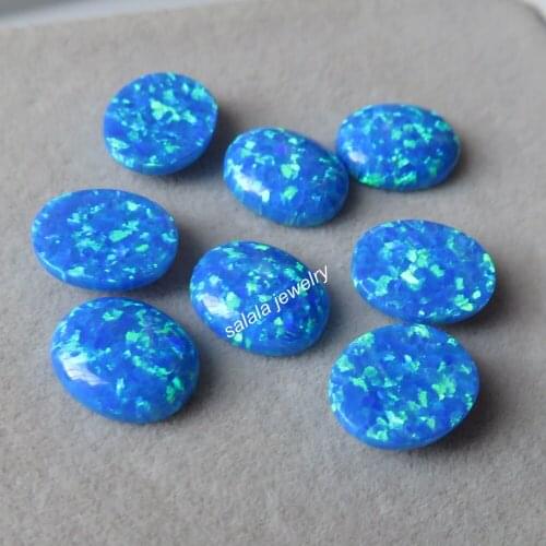 30pcs/lot 10x12mm Oval Opal OP05 Dark Blue Oval Cabochon Opal Synthetic Oval Cabochon Fire Opal Stone Oval Cabochon Opal
