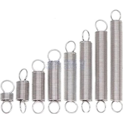 5Pcs Wire Dia 0.8mm 304 Stainless Steel Dual Hook Small Tension Spring Hardware Accessories Outer Dia 8mm Length 20-50mm