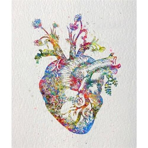 5D Diy Diamond Painting watercolor Human Heart Embroidery Full Square Cross Stitch Crystal Mosaic paintings by numberZP-2645