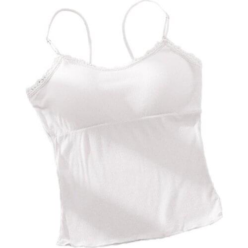 80% Hot Sale Solid Color Summer Sexy Camisoles For Women Top Sleeveless Lace Camisole Bottoming Slim Lady Bralette Padded Top