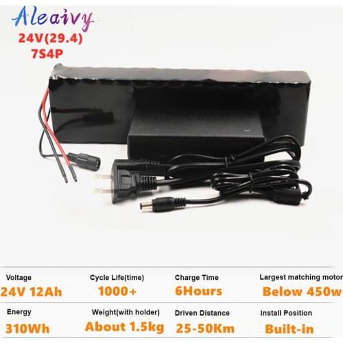 Aleaivy 24V 7S4P 12Ah 29.4V Li-ion Battery Pack with 20A BMS For Electric moped ebike Scooters light bicycle power wheelchair