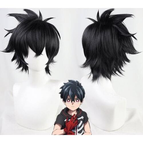 Anime Kemono Jihen Kabane Kusaka Black Short Wig Cosplay Costume Heat Resistant Synthetic Hair Men Party Wigs + Wig Cap