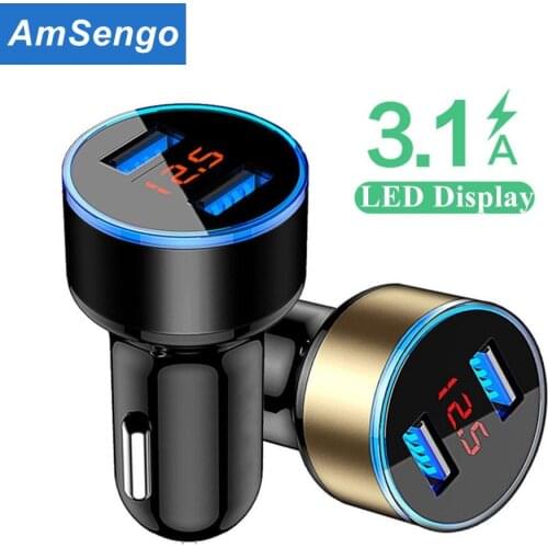 For iPhone 12 XR 2 Ports 3.1A 5V Car Chargers For Samsung Huawei Fast Charging Universal Aluminum Dual USB Car chargers Adapter