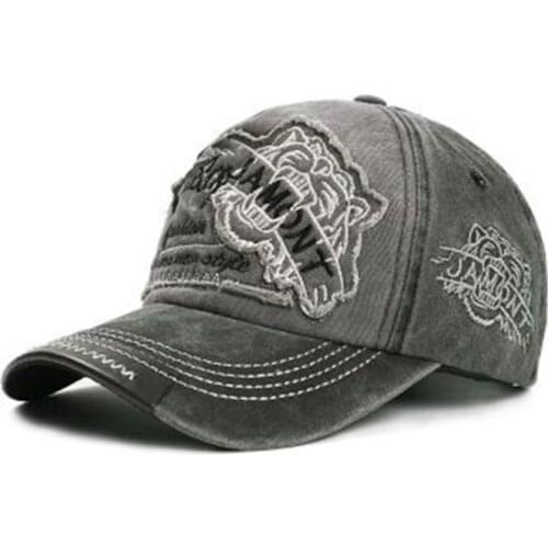 New mens baseball cap autumn and winter cotton tiger embroidery wash hat Snapback dad hat hot sale