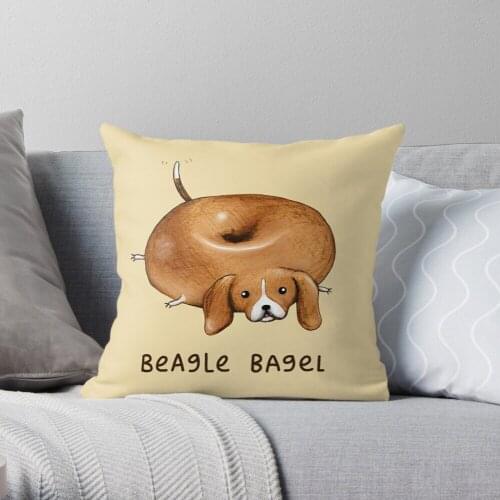 Beagle Bagel Throw Pillow Cushion Cover Polyester throw pillows case on sofa home living room car seat decor 45x45cm