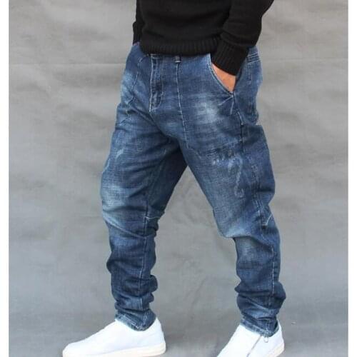Hip Hop Trousers Loose Mens Jeans Harlan Jeans Men Clothing Man Baggy Blue Harem Jeans