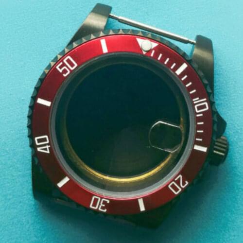 40mm sapphire glass red bezel Watch Case fit ETA 2836 miyota 82 MOVEMENT