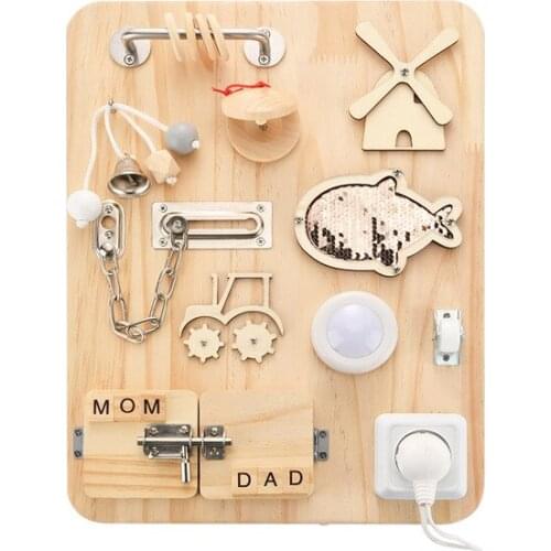 Baby Montessori Toys Wooden Color Busy Boards Buckle Lock Basic Life Skills Sensory Board Educational Learning Toys For Toddlers