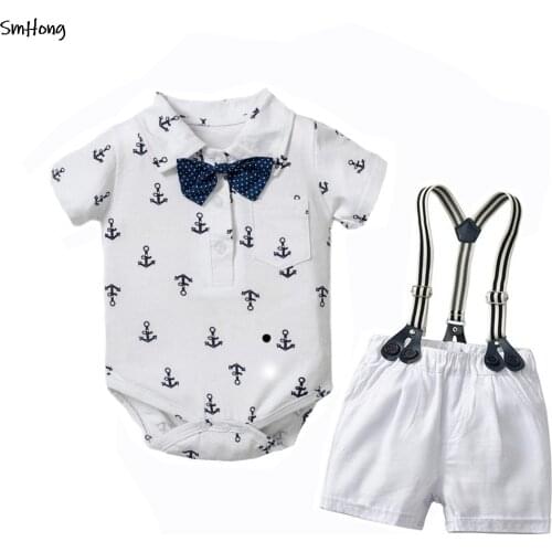 Newborn Boy Clothing Outfit Suit Baby Gentleman Tracksuit Bowknot Hat Suit Birthday Dress Infant Boy Kid 3 6 9 12 18 24 Month