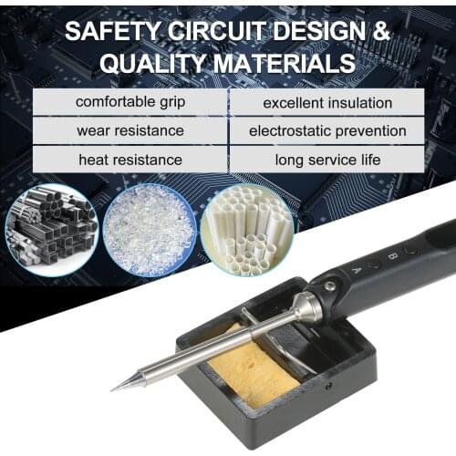 Mini Electric Soldering Iron with LED Digital Display Intelligent Soldering Iron Kit with Storage Bag and 4 Iron Heads Blue