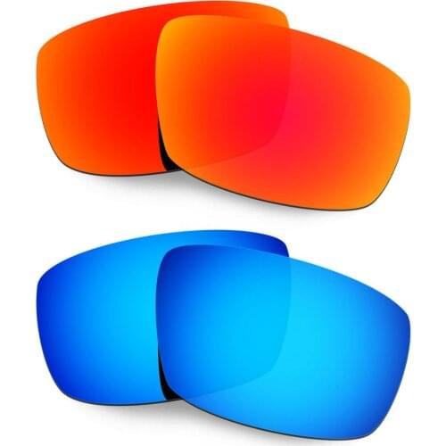 HKUCO For Spy Optic Logan Sunglasses Polarized Replacement Lenses 2 Pairs Red & Blue
